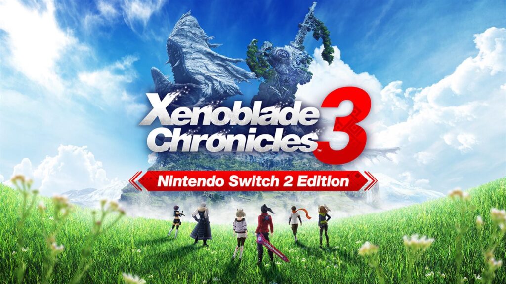 Arte oficial de Xenoblade Chronicles 3 Nintendo Switch 2 Edition, con el grupo ante el Ferronis