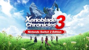 Arte oficial de Xenoblade Chronicles 3 Nintendo Switch 2 Edition, con el grupo ante el Ferronis