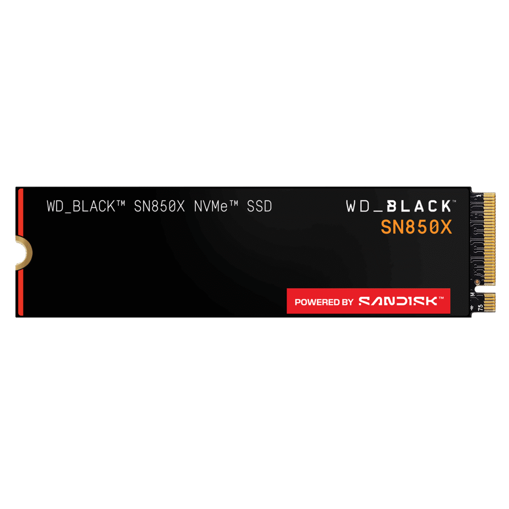 SSD WD_BLACK SN850X NVMe M.2 de 2 TB, visto de frente