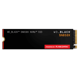 SSD WD_BLACK SN850X NVMe M.2 de 2 TB, visto de frente