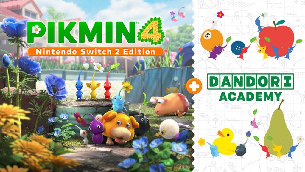 Arte oficial de Pikmin 4 Nintendo Switch 2 Edition con la Academia Dandori