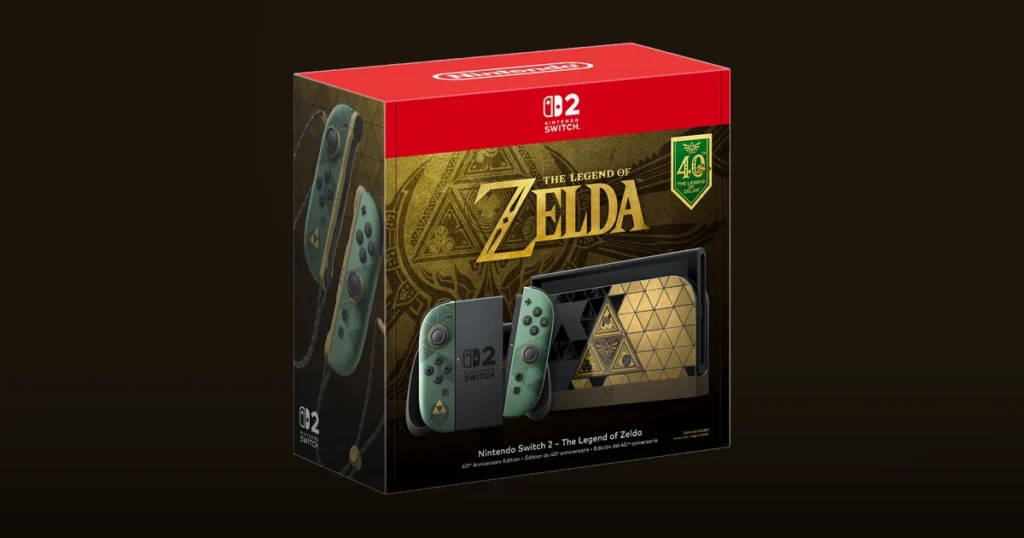 Caja de la Nintendo Switch 2 edición The Legend of Zelda 40 aniversario