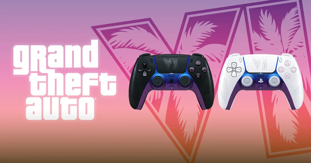 Los dos mandos DualSense de edición limitada Grand Theft Auto VI, negro y blanco